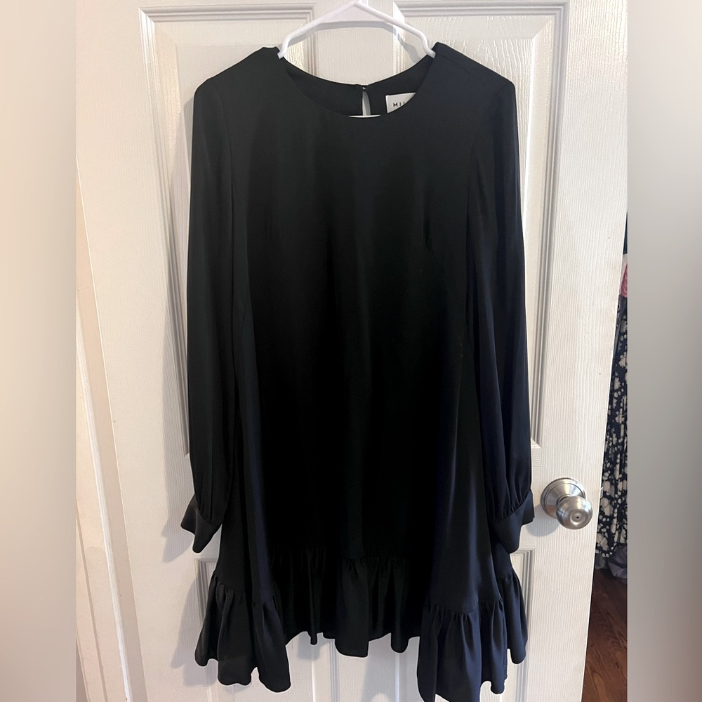 Black silk Milly dress with long sleeves- excelled preowned condition